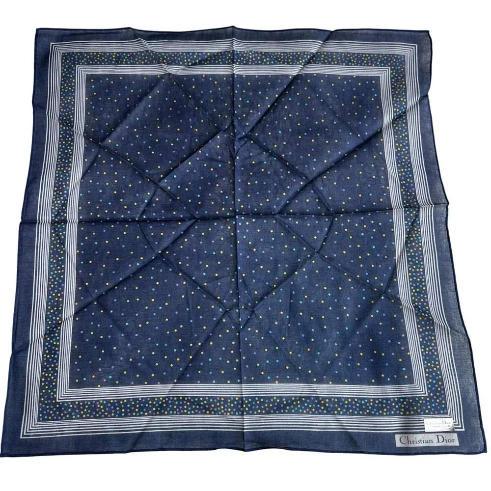 Christian Dior Polka Dot Handkerchief Scarves Set of 2